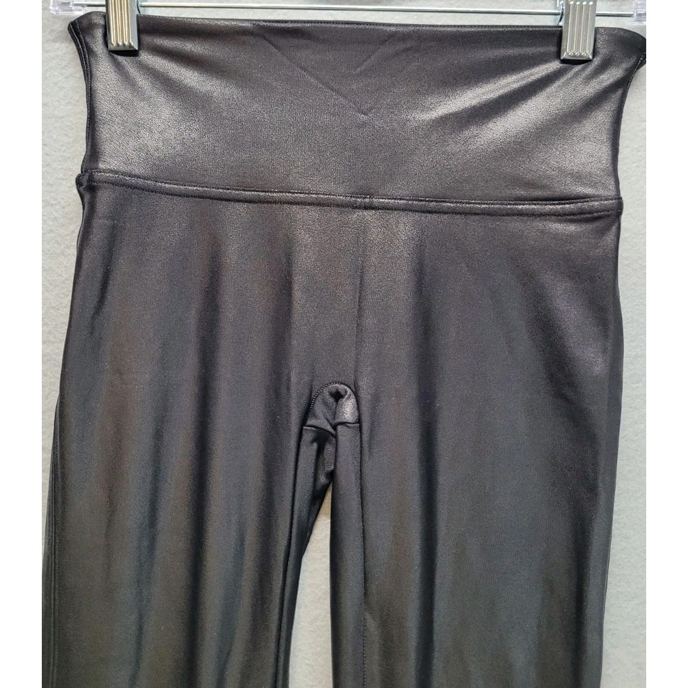 Spanx Faux Leather Leggings Black High Rise Shimmer Stretch‎ Small S/P